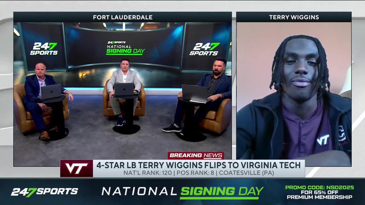BREAKING: 4⭐ linebacker Terry Wiggins has flipped from Penn State to Virginia Tech Football. "All the other recruits that committed to Virginia Tech... We all stayed in contact with each other... Trusting in Coach Franklin"