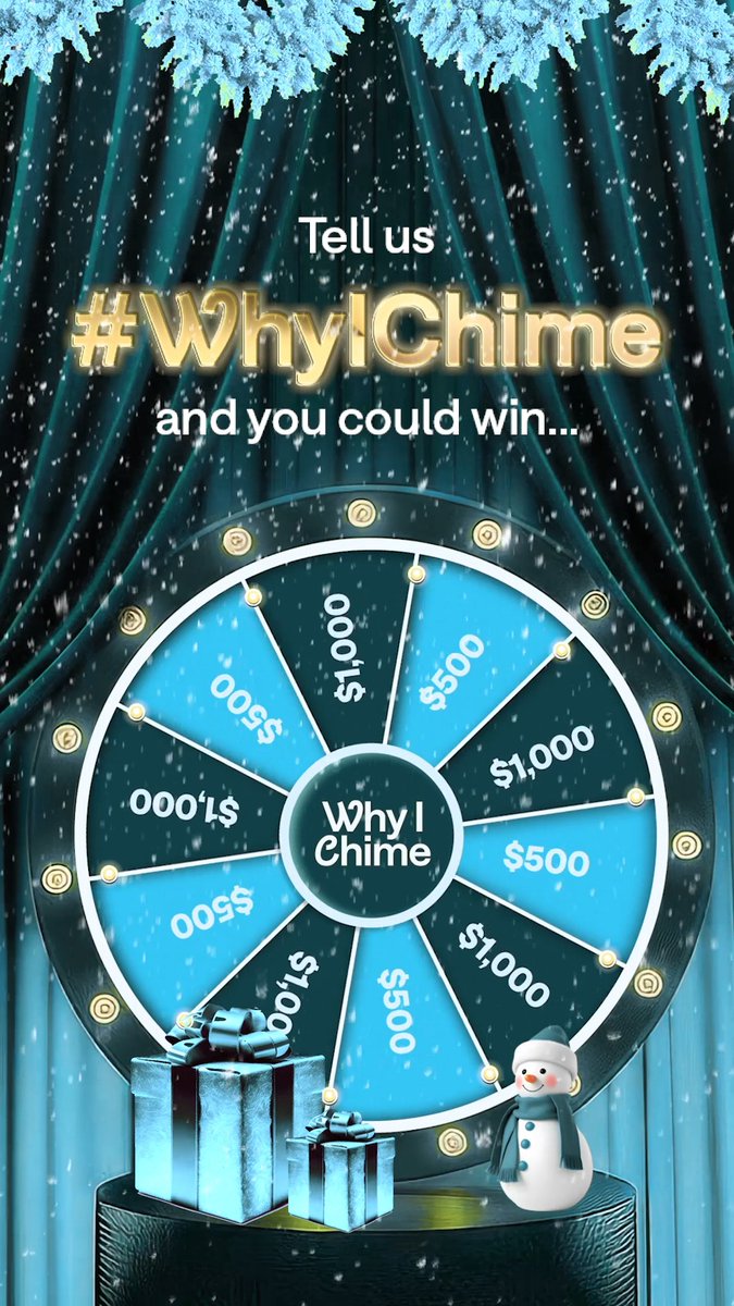 It’s snowing ❄️#WhyIChime ❄️this holiday season. Take a spin and tell us why you Chime for a shot at $1,000 💰 Here’s how: 1️⃣ Comment why you love Chime & include #WhyIChime 2️⃣ Drop your $ChimeSign 3️⃣ Follow Chime • • • No purch nec. Void where prohibited. Ends 12/4. For T&C + entry methods, #WhyIChime®