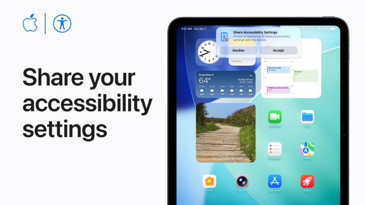 Whether you’re at a friend’s house, or at a shopping kiosk, you can temporarily share your #AppleAccessibility settings to another iPhone or iPad to make using a borrowed device easier for you. Here’s how it works in #iOS26 and #iPadOS26.