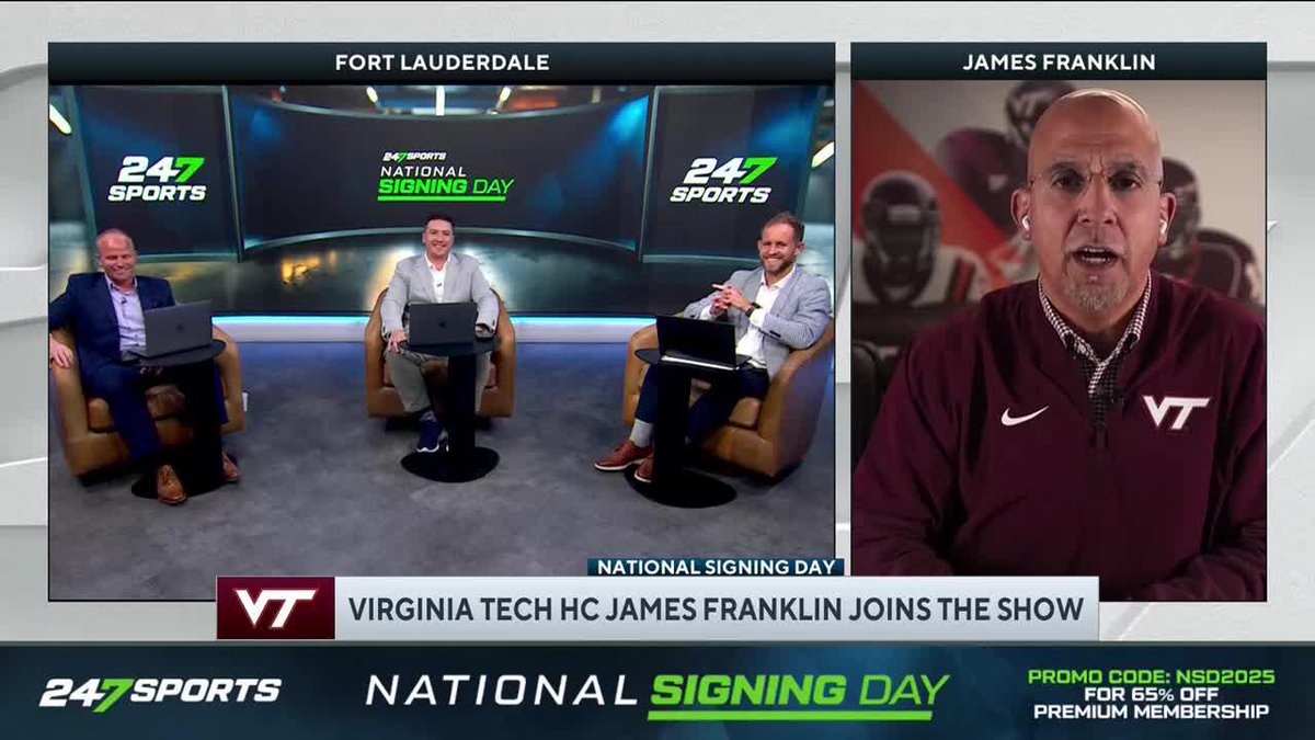 "I must admit I haven't slept much. I'm a little envious because I saw other coaches that got hired... none of their commits de-committed from those schools... One guy landed his plane and the No. 1 recruit in the country was waiting for him." 😂 Virginia Tech Football HC James Franklin