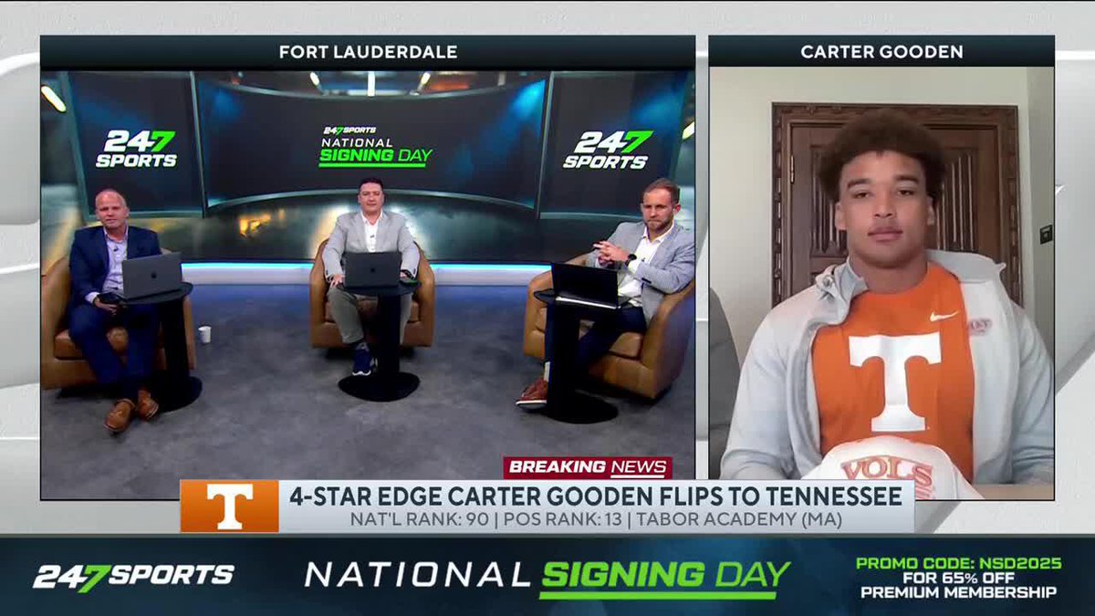 BREAKING: 4⭐ EDGE Carter Gooden has flipped from UCLA to Tennessee Football on Signing Day 🍊 Tom Loy x 247Sports