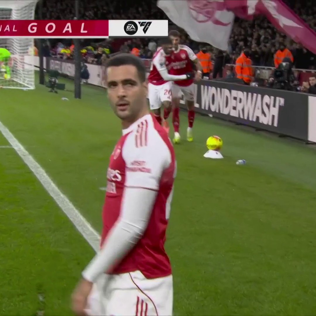 HE'S DONE IT AGAIN. Mikel Merino flies in for another crucial Arsenal goal!