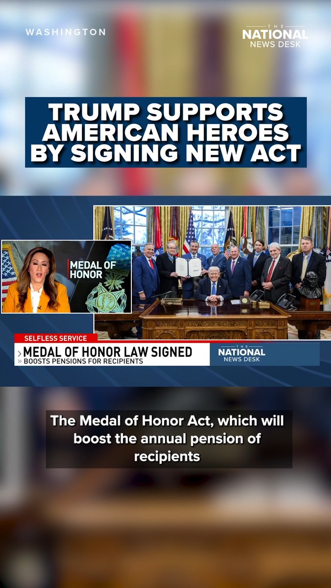 President Trump has signed into law the Medal of Honor Act, which will boost the annual pension of recipients by nearly $50,000. Right now, the recipients receive about $1,400 a month. The legislation from Texas Rep. Ted Cruz increases the stipend.