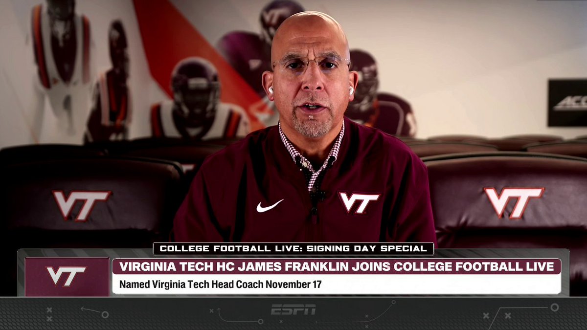 “We grew up with a Virginia Tech that was kickin’ butt and taking names, and this is gonna be the type of class and the type of young men that are gonna help us restore that.” 🏆 With James Franklin at the helm, Virginia Tech Football now has the No. 23 recruiting class in the nation ✍️