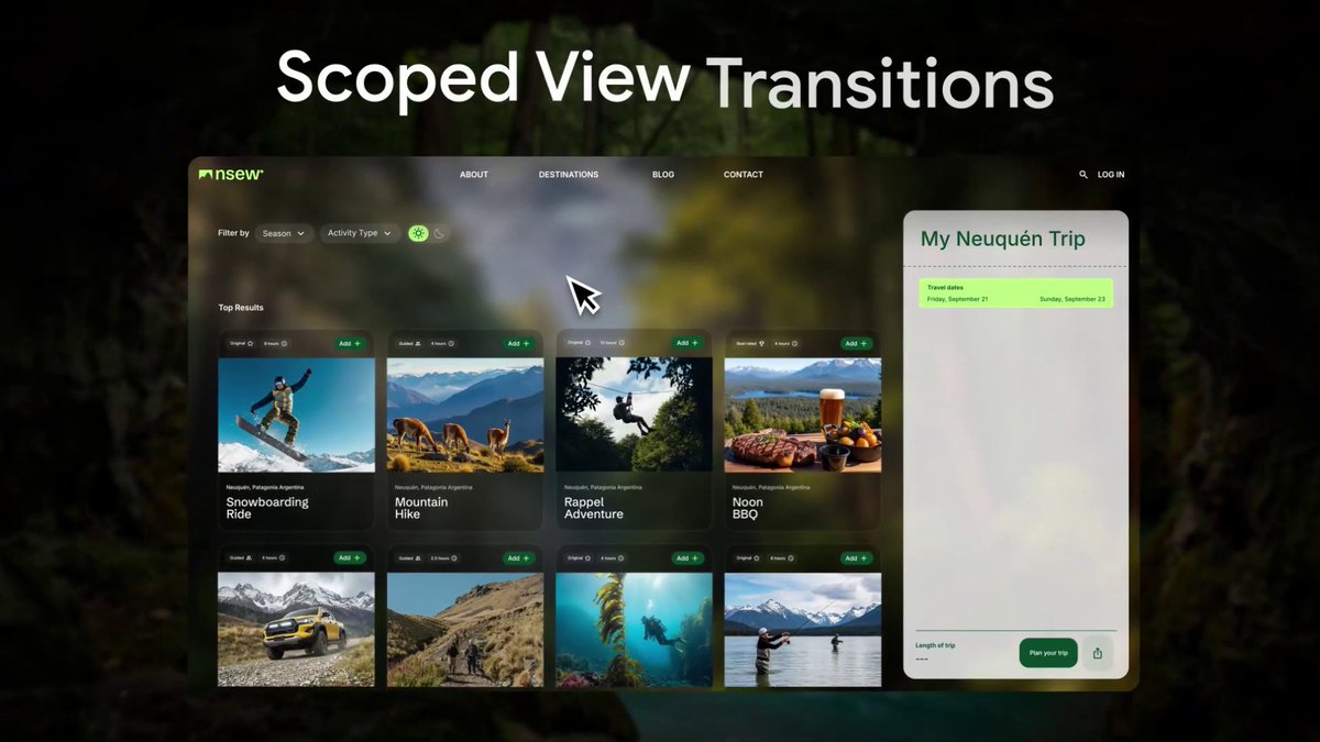 View Transitions just learned how to multitask with the rest of the page. Scoped View Transitions let you run multiple, fluid transitions at the same time, all with just a few lines of CSS. Web UX, re-imagined →