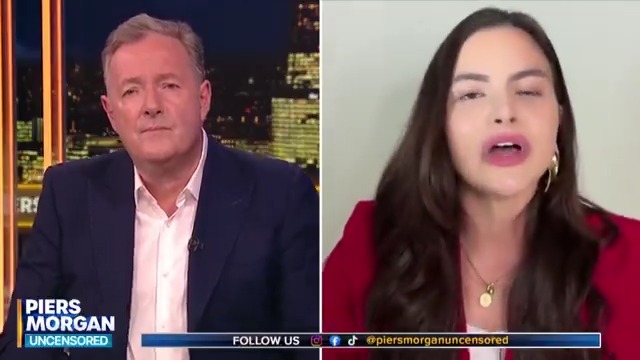 "Why would you brand a fellow panelist a terrorist... there's something wrong with you!" Piers Morgan clashes with Valentina Gomez, who tells him: 'England is better off without Muslims.' More 👇 📺 Piers Morgan | Valentina Gomez