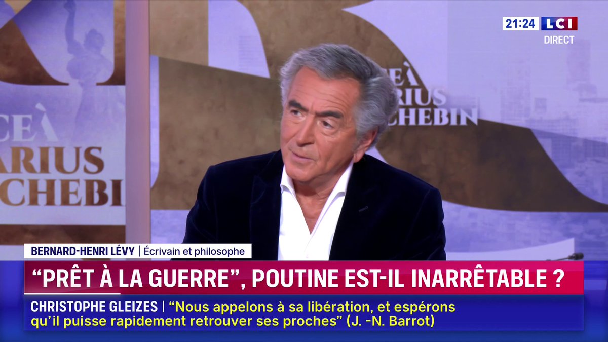 🗣️ "L'Otan a été créée pour le moment d'aujourd'hui, pour contrer, pour défendre l'Europe contre la menace soviétique et russe, et c'est là où nous en sommes : l'Otan, l'heure de vérité, c'est aujourd'hui" : Bernard-Henri Lévy 📺 Face à Darius Rochebin sur LCI