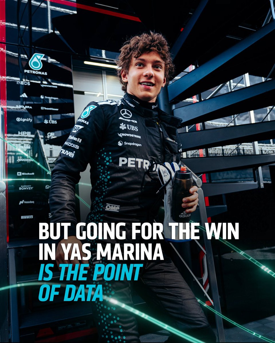 Good luck to George Russell, Kimi Antonelli and the entire Mercedes-AMG PETRONAS F1 Team team as they take on the Yas Marina Circuit in Abu Dhabi this weekend. Here’s to overtaking the competition at every turn. #TogetherWeAdvance #AbuDhabiGP