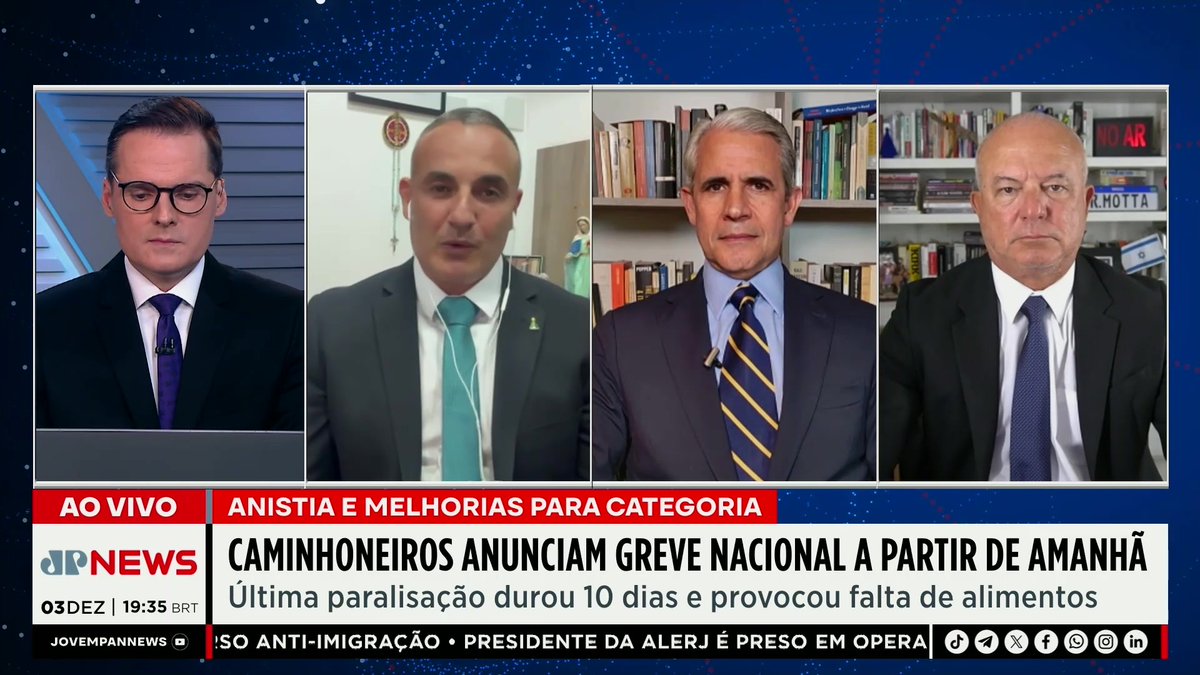 Caminhoneiros anunciam greve nacional a partir de quinta-feira (04) 📺 Confira na JP News 👉 #OsPingosNosIs