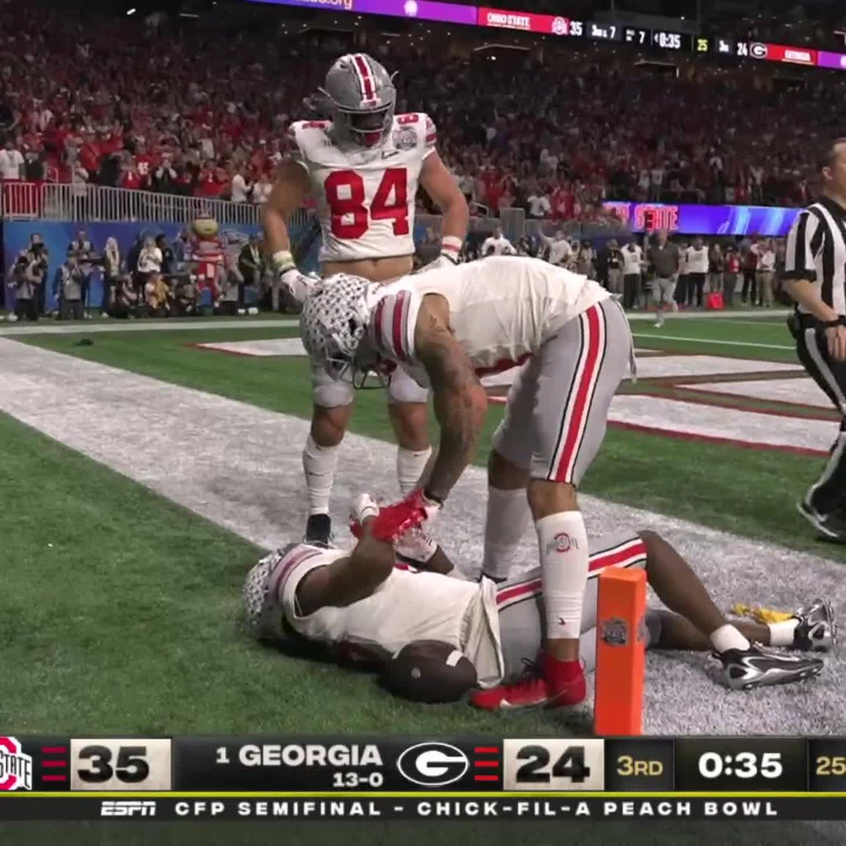 Boy going go cross middle and get blast by a box safety