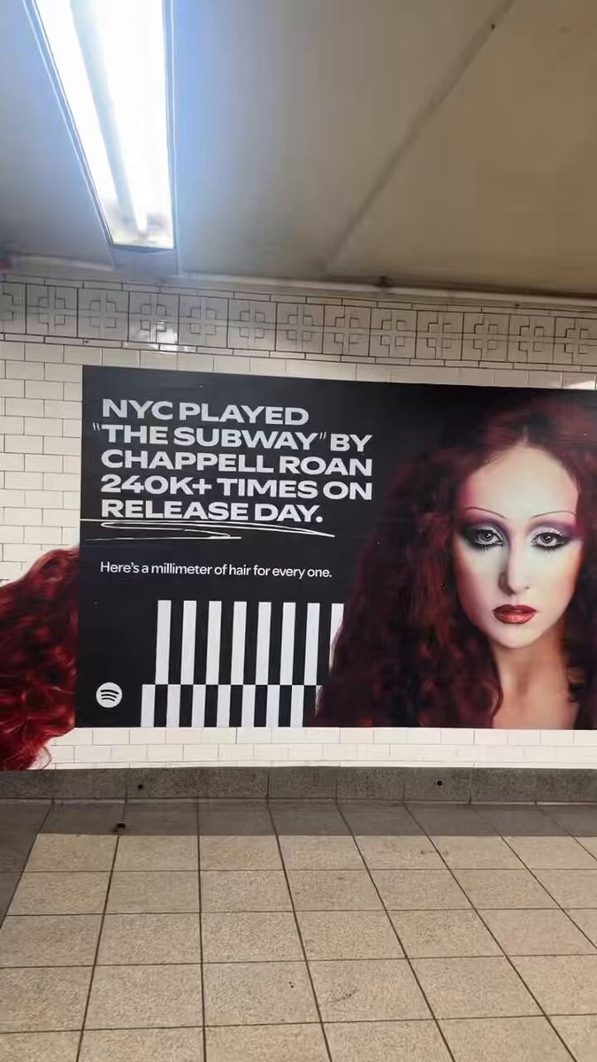 spotify’s chappell roan promo for wrapped 2025 has taken over union square subway station in new york city!
