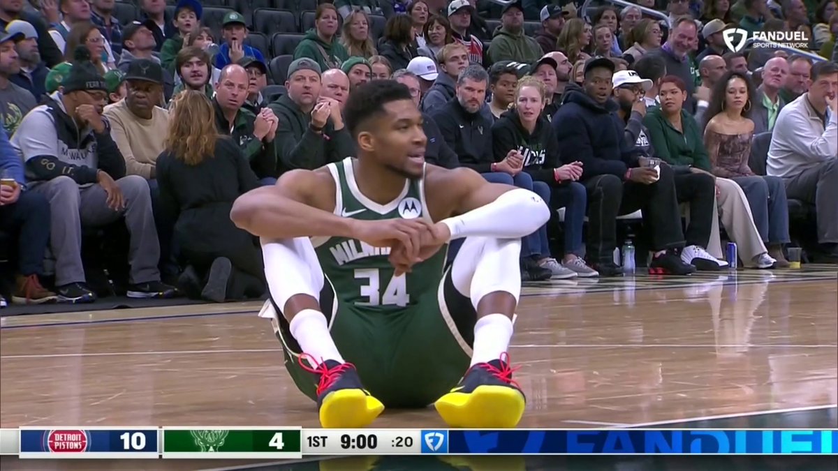 Giannis appeared to suffer a leg injury early in the game vs. Detroit. He was able to walk off on his own.
