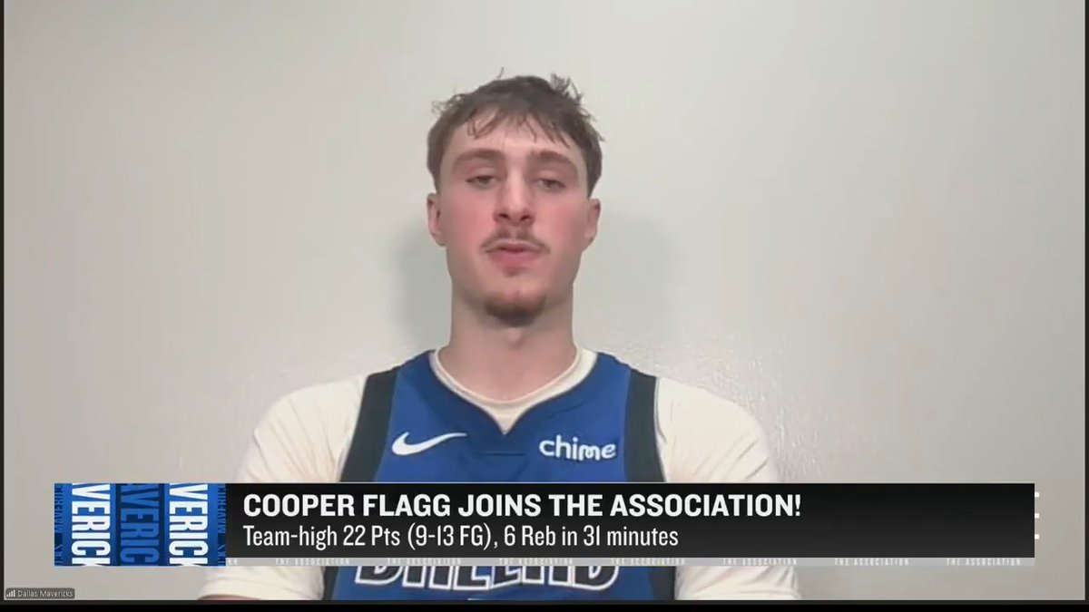 Cooper Flagg (22 PTS) and the Mavericks keep rolling 🐴 The Western Conference Kia America Rookie of the Month joined stan verrett, Robin Lopez and Rudy Gay on The Association to talk about his development and Dallas’ third-straight win!
