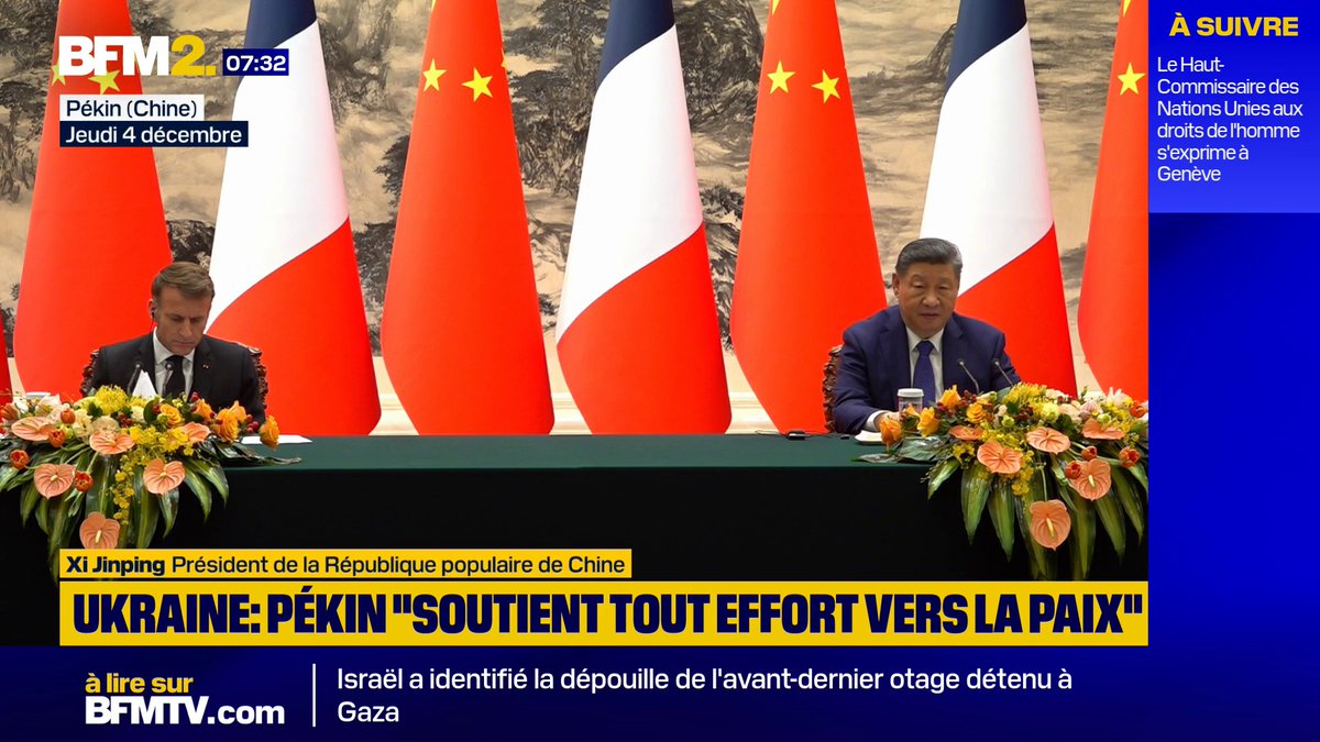 Guerre en Ukraine: "La Chine continuera de jouer un rôle constructif pour le réglement de cette crise", affirme Xi Jinping devant Emmanuel Macron #BFM2
