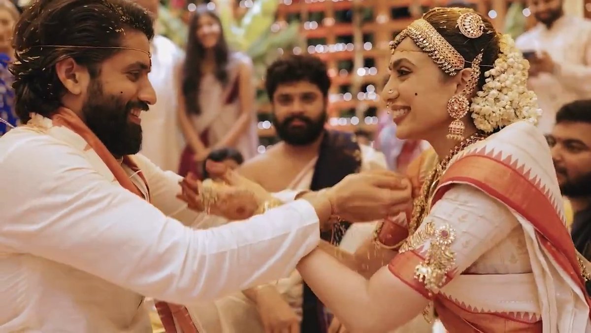 On their first wedding anniversary, #Sobhita shared a beautiful video from her wedding day with #NagaChaitanya.