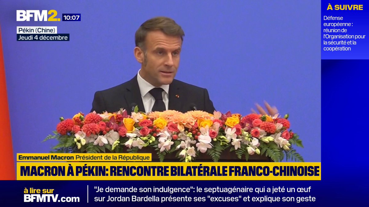 💬"La France est ouverte aux investissements chinois" Emmanuel Macron veut "accroitre les investissements croisés" avec la Chine d'ici 2030 #BFM2