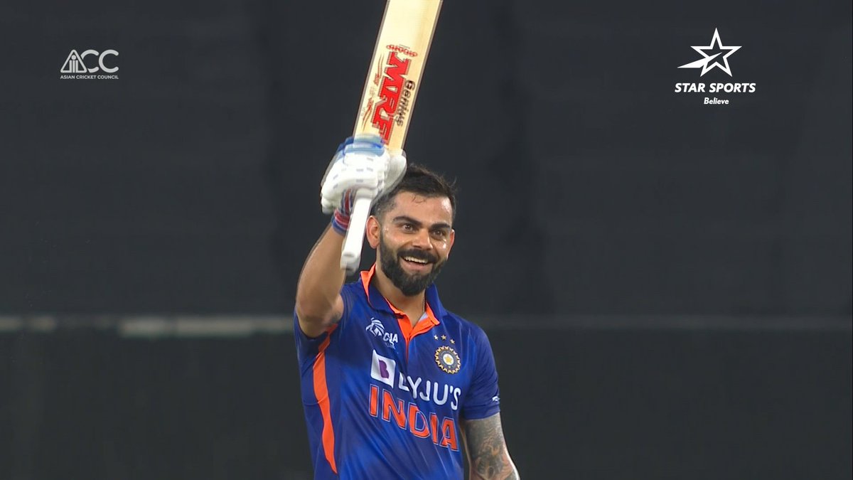 This is Virat Kohli who didn’t get a single century for 3 years straight. Look at the humble celebration after completing the century by a six.
