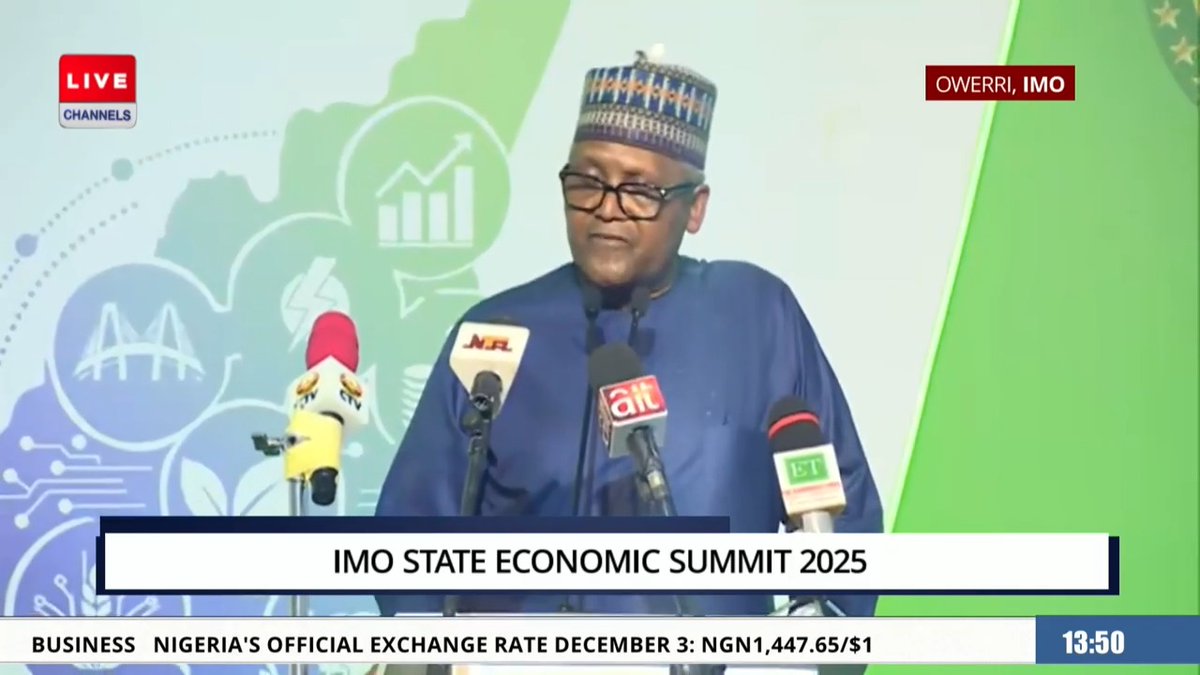 We will be one of your biggest investors in Imo State, Dangote tells Imo Gov, Hope Uzodimma. #CTVTweets