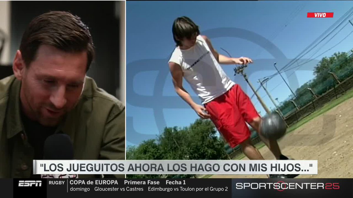 Leo🇦🇷🗣️: Los jueguitos con la pelota ahora los hago con mi hijo, competimos con ellos. - Ganas, les jugas en serio ? Leo🇦🇷🗣️: Si, siempre😅todo....a mi me encanta jugar al futbol, no soy de hacer jueguitos PERO la PELOTA me LLAMA via SportsCenter