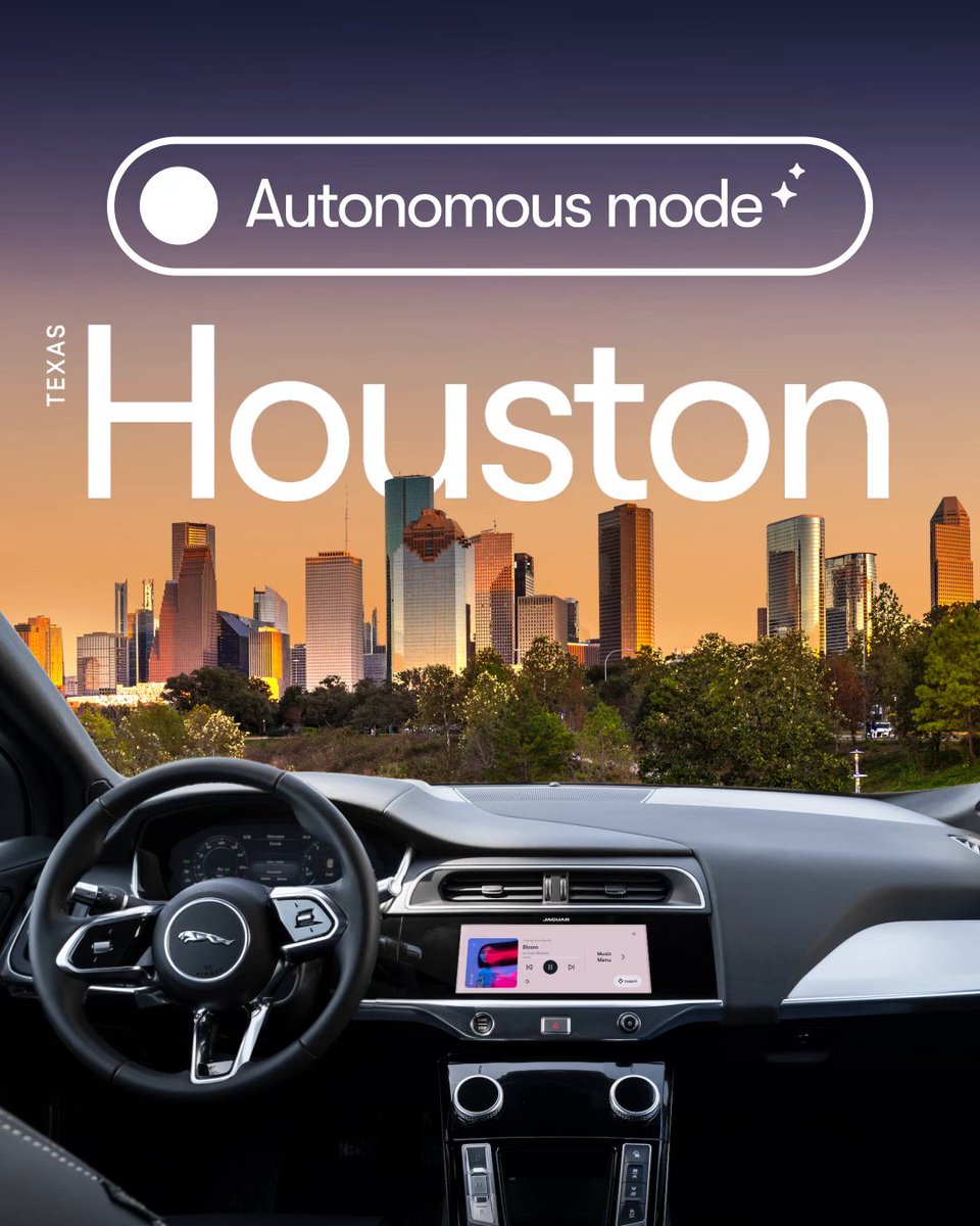 Houston: We’re now fully autonomous in your city. ✨ Get ready to see our cars without a human at the wheel. Receive updates at