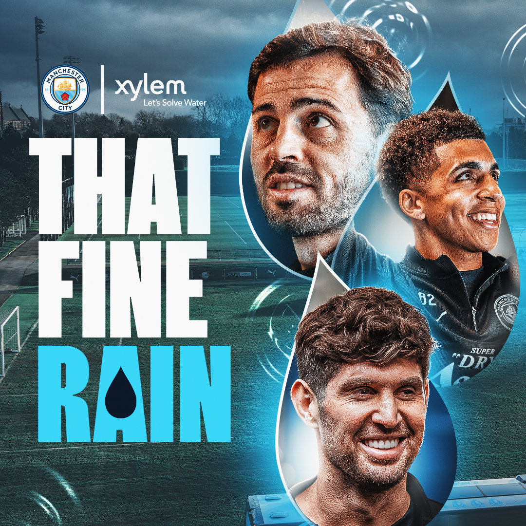 In Manchester, rain shapes our city, our spirit and our football 💧 With Xylem, we capture, treat and reuse it to help keep our pitches ready. Every Drop Counts.