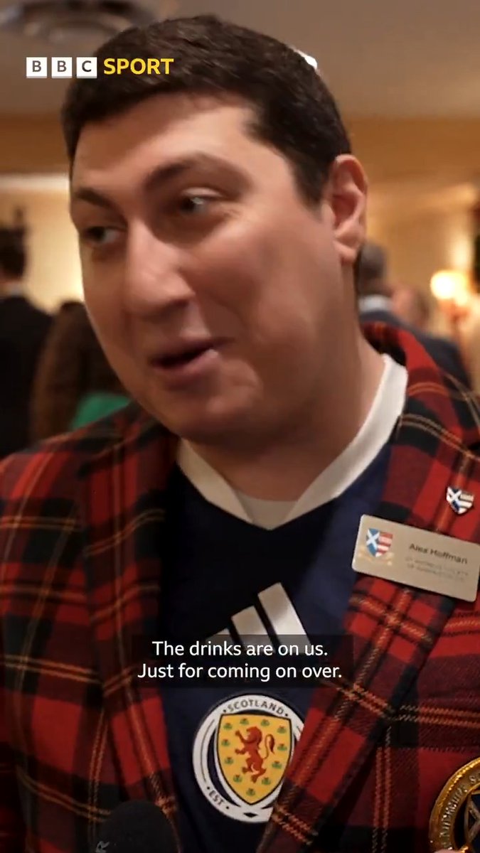 🗣️ "The drinks are on us." 🇺🇸 🏴 The Tartan Army will have no shortage of friends at the World Cup, with the St. Andrew’s Society of Washington DC keen to welcome them. #BBCFootball #WorldCup2026