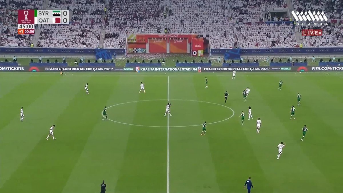شوط ممتع ينتهي بين سوريا وقطر بالتعادل السلبي 🤝 تابعوا المباراة وباقي المواجهات في #كأس_العرب_على_شاشا 🏆💫 شاهد الآن مجاناً وبدون تسجيل دخول 📺