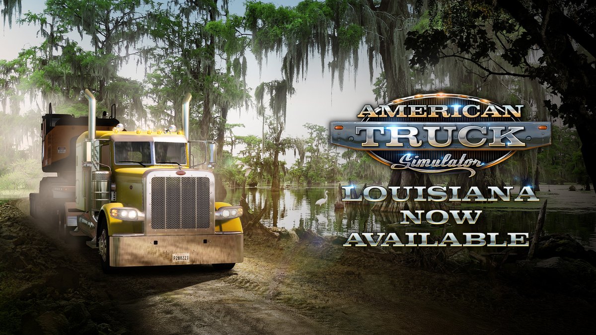 The Louisiana DLC for American Truck Simulator is AVAILABLE NOW, y’all! 🔥 Hit the road and discover 11 detailed cities, bayous, backroads, unique industries, landmarks, bridges, & so much more across the Pelican State 🚛🇺🇸 Grab it now on Steam 👇