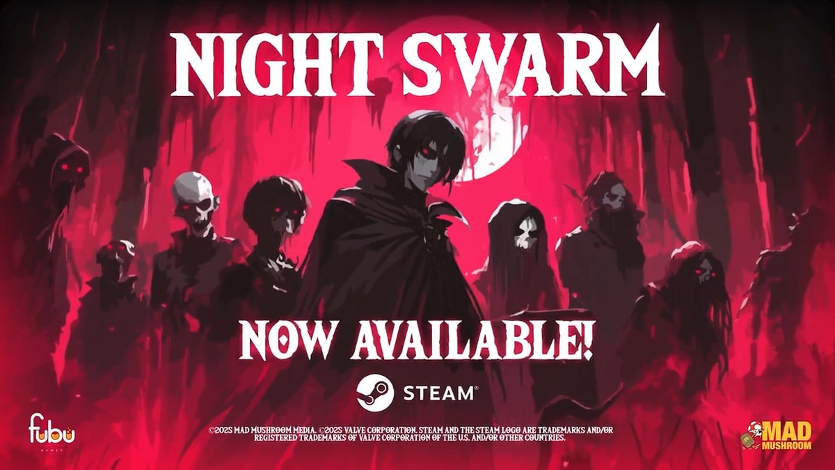 Night Swarm is OUT NOW on Steam! ๐ฆ Become a Vampire Lord, command your swarm, and carve through endless werewolf hordes in this dark bullet-heaven roguelite. Also launching on console tomorrow! Launch price: $9.99, +15% off for only 2 weeks! โฌ๏ธ Out NOW on Steam!! โฌ๏ธ