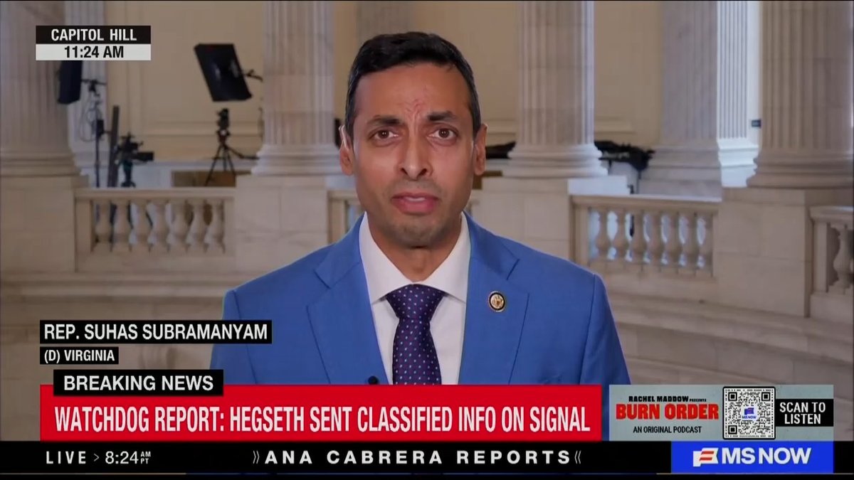Rep. Subramanyam: I don't even know if they're still using Signal or not. Hegseth did not cooperate with the IG in any way. He didn't hand over his phone. They didn't do a system-wide assessment of trying to fix this problem. So for all we know, he could still be using Signal. And I think he probably is.