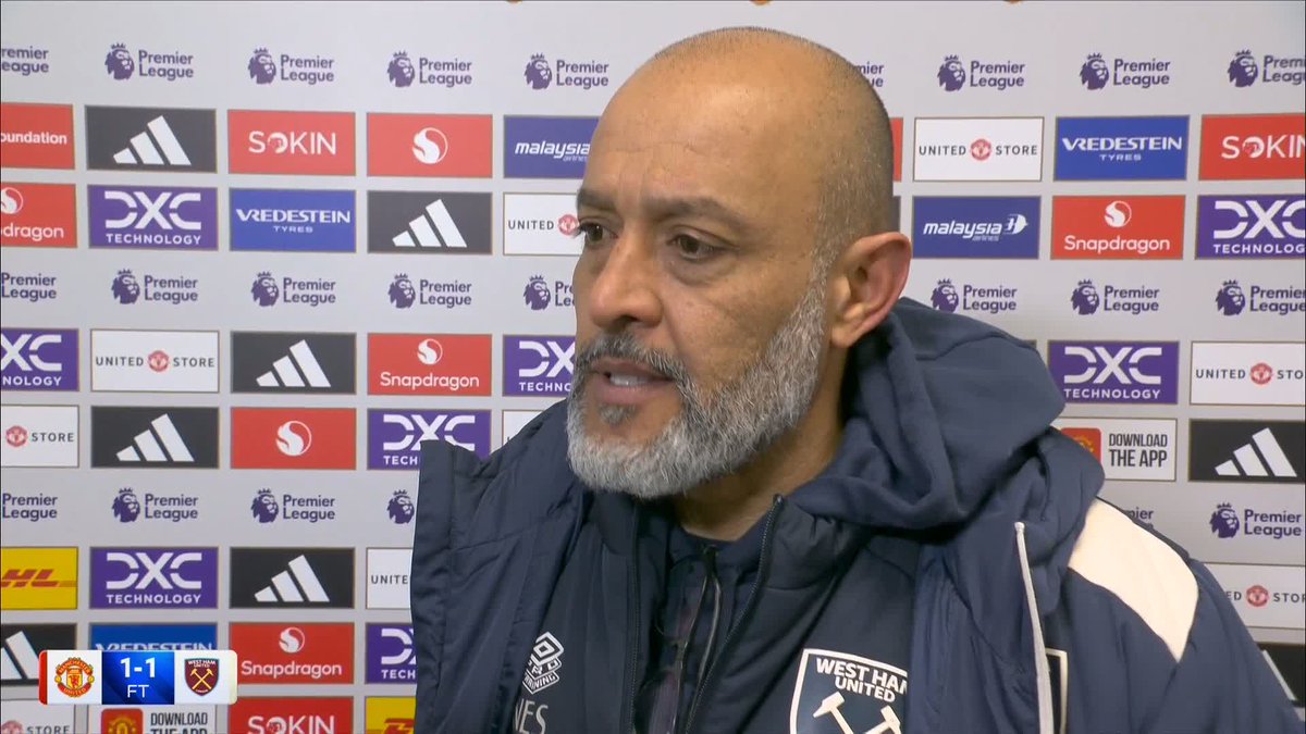 "We should be proud of the work" 👏 Nuno Espirito Santo reacts to his West Ham side's draw with Manchester United 🎙️