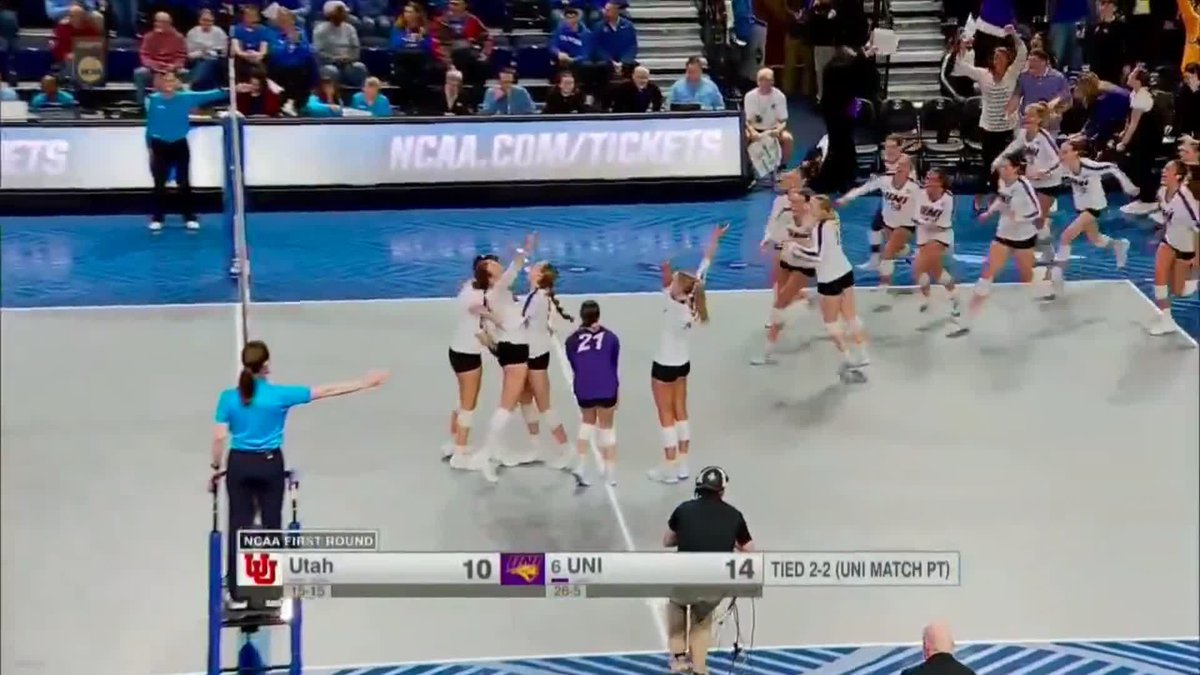 FOR THE ADVANCE TO THE SECOND ROUND 🎉 #NCAAWVB x 🎥 ESPN+ / UNI Volleyball