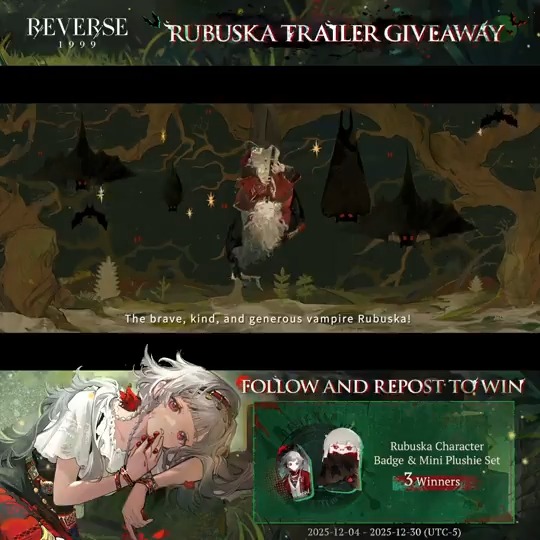 Rubuska Trailer - Rubuska the First | Reverse: 1999 Legends say that when the moon rises, a vampire will emerge from the deep of the forest. Version 3.1 will be available on Dec. 11th (UTC-5). [Giveaway] 1. Follow Reverse: 1999 | Version 3.5 Available Now 2. RT before Dec.30th
