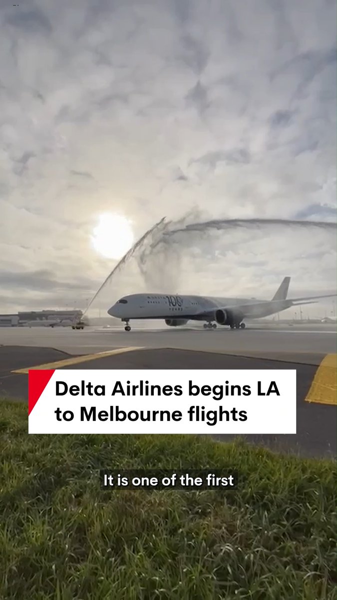 America's Delta Airlines has touched down at Tullamarine with its first direct LA to Melbourne flight. The Delta Airbus A350-900 landed after a 15-hour non-stop journey and will operate three similar services every week. Ava Cashmore #deltaairlines #aviation #LA #melbourne