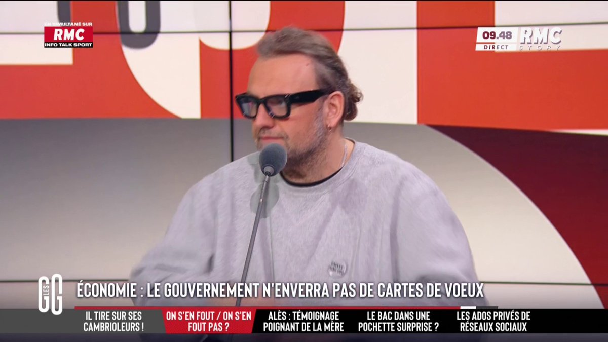 🎅 Le gouvernement n'enverra pas de cartes de vœux 🗣️ Bruno Poncet : "Ces gens, ce sont les mêmes qui disaient qu'ils ne voulaient pas renoncer à leurs avantages d'anciens ministres, députés ! Qui écrit des cartes de vœux à la main ? À part ton arrière-grand-mère !" #GGRMC