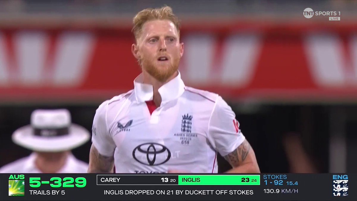 STOKES! Inglis goes for 23 ๐ Watch #TheAshes LIVE on TNT Sports and discovery+ ๐บ