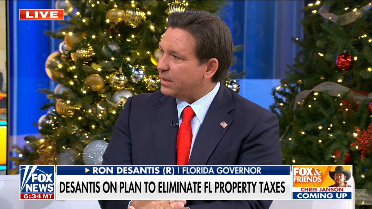 🚨 RON DESANTIS ON PROPERTY TAXES: "Florida homeowners - we think you ought to own that FREE AND CLEAR of the government!" "We have a chance to give HISTORIC relief to Florida! [...] The voters have to approve it." Get it done! "Listen to this. 2019, there were $32 billion in property taxes collected. Now? $56 BILLION DOLLARS. That's almost DOUBLING." "You CAN'T double local government every 5 years. That is unsustainable!" "That's a fraction of the overall property tax revenue. 70% is nonresidents and commercial."