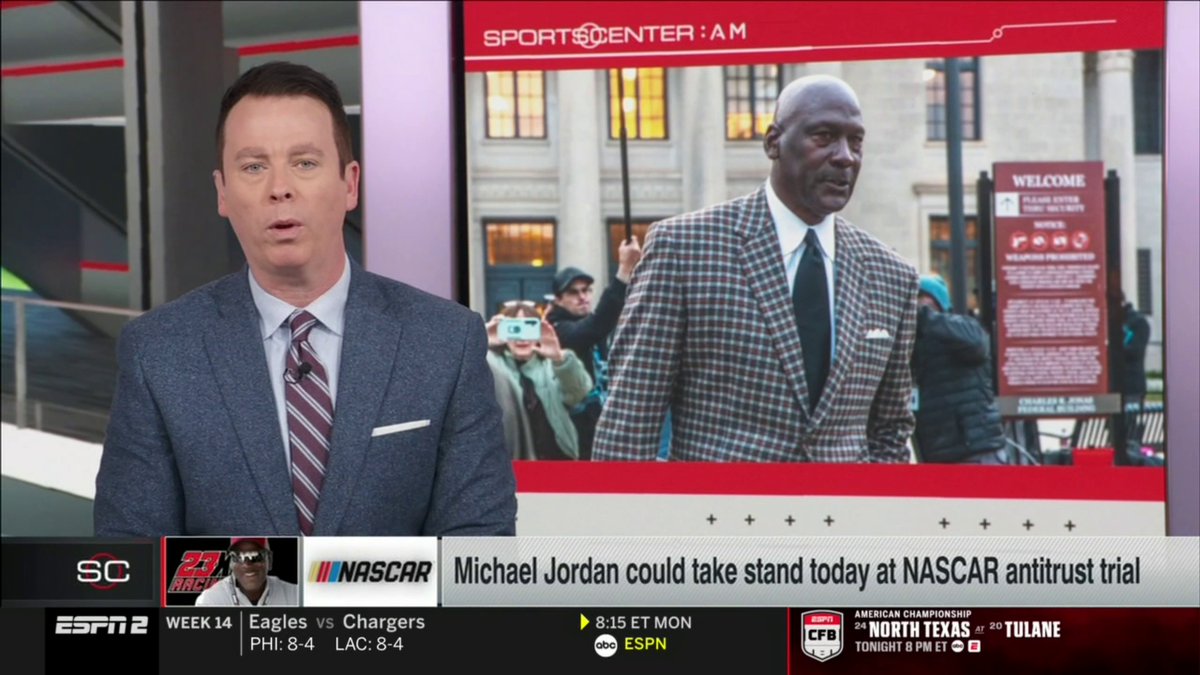 Michael Jordan could take the stand today in the ongoing antitrust lawsuit between his team, 23XI, Front Row Motorsports and NASCAR. Ryan McGee explains what's at stake in the sport 👇