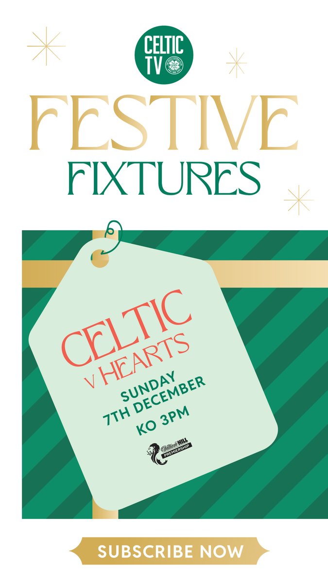 A festive cracker up next 🎄🔥 Celtic host Hearts in a top-of-the-table showdown and Wilfried Nancy’s first match at Paradise 👊🍀 📺 Watch it LIVE on #CelticTV (ex UK &amp; Ireland) Celtic Football Club | #CELHEA