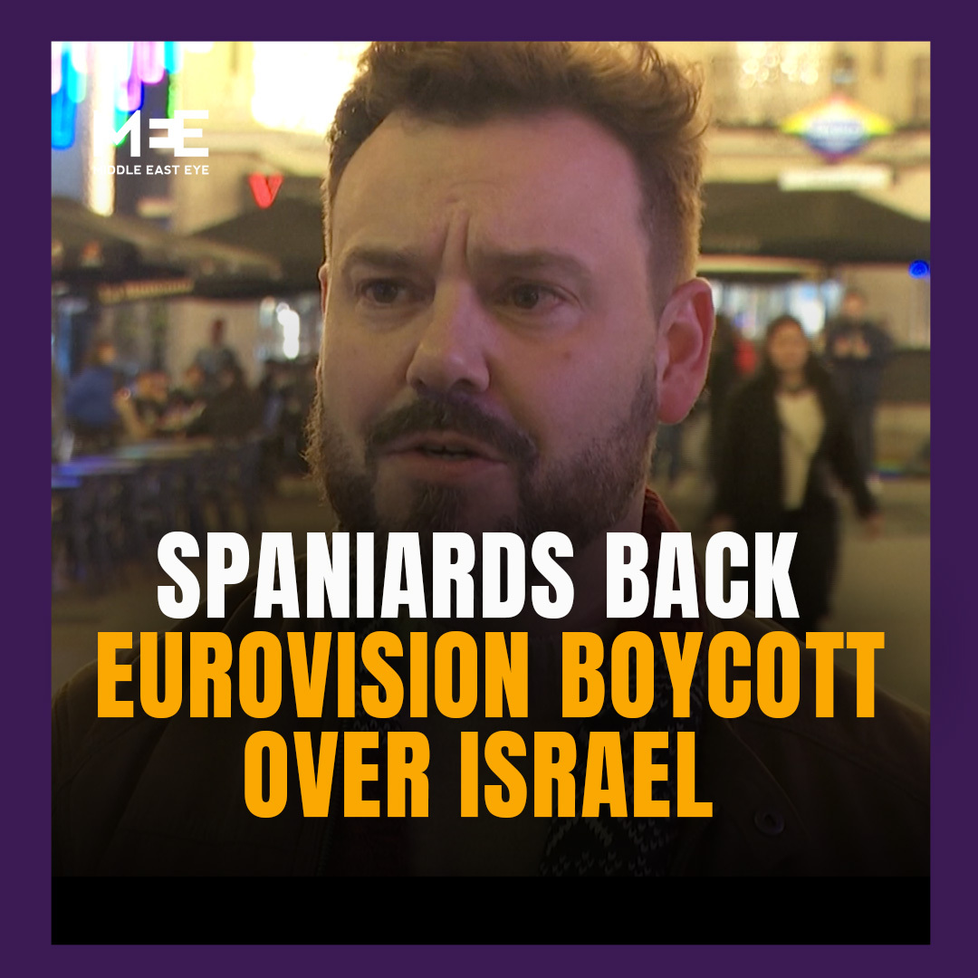 “Since Eurovision doesn’t take steps to remove ... a genocidal, violent country that causes wars from its festival, it’s very good that Spain withdraws.” After Eurovision allowed Israel to partake in the contest, Spaniards say they support their country’s boycott of the event.