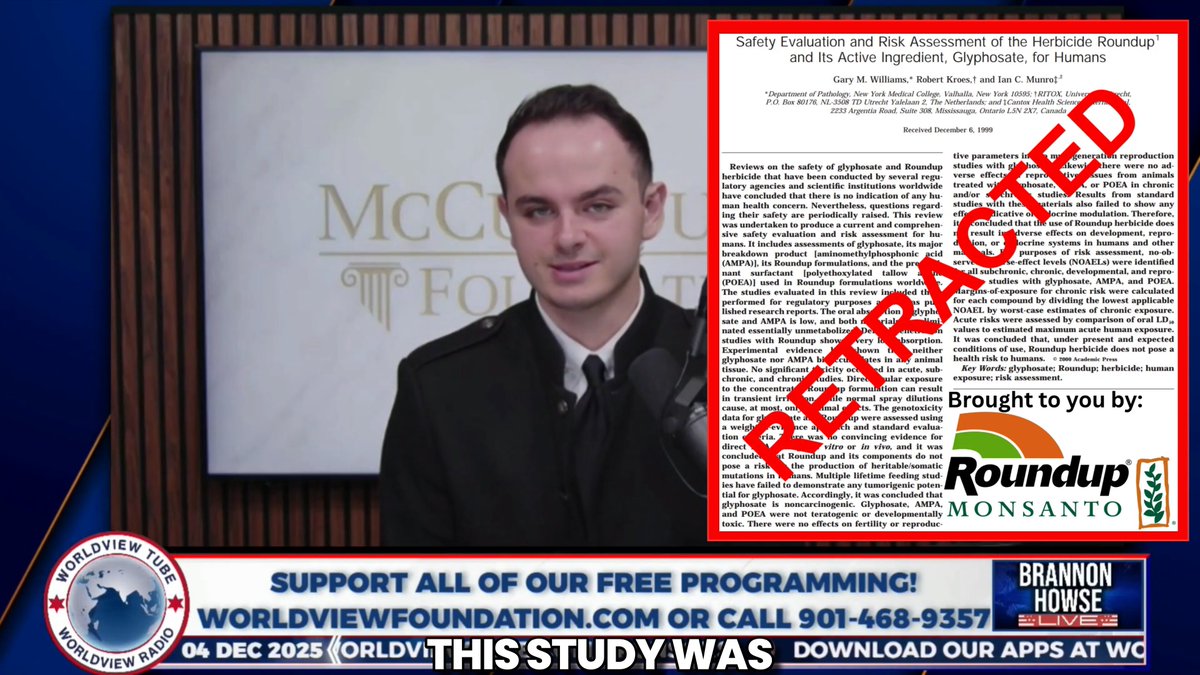 Regulators allowed worldwide glyphosate use based on a now-RETRACTED fraudulent paper secretly written by Monsanto staff. BILLIONS were exposed — and countless injured — based on fraudulent science. Latest data show Roundup causes 10+ cancers in rats at “safe” doses.