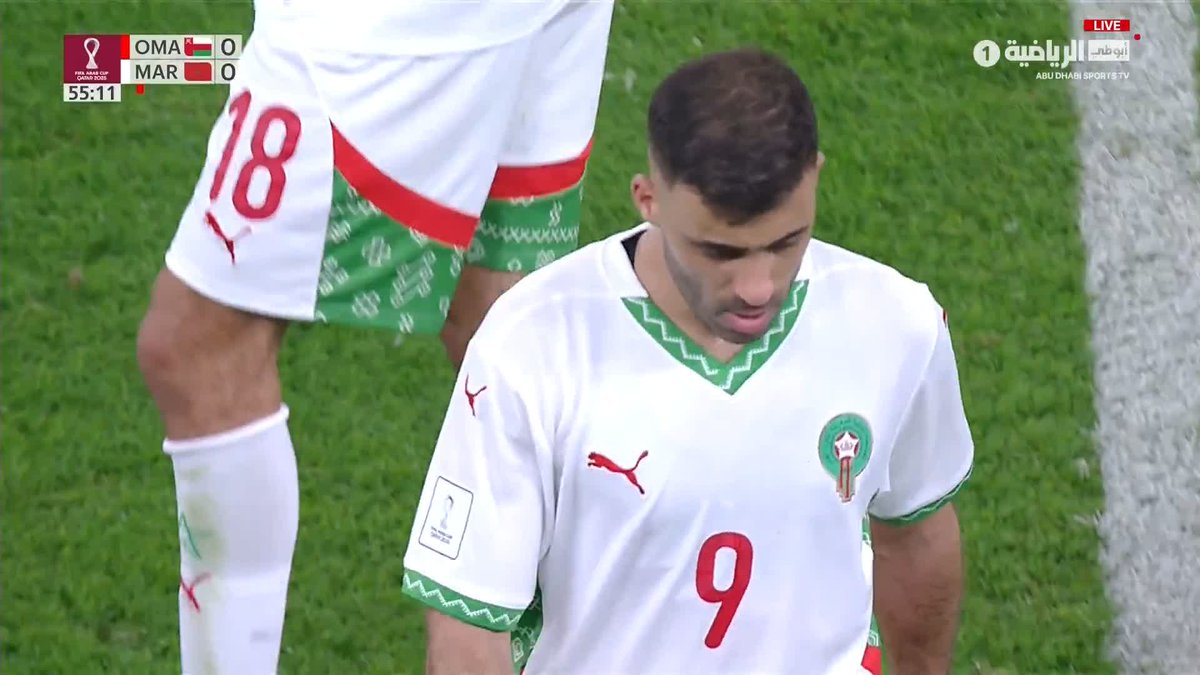 حمدالله يغادر الملعب بعد تلقيه البطاقة الحمراء #عمان_المغرب #كأس_العرب 🏆 #FIFAArabCup