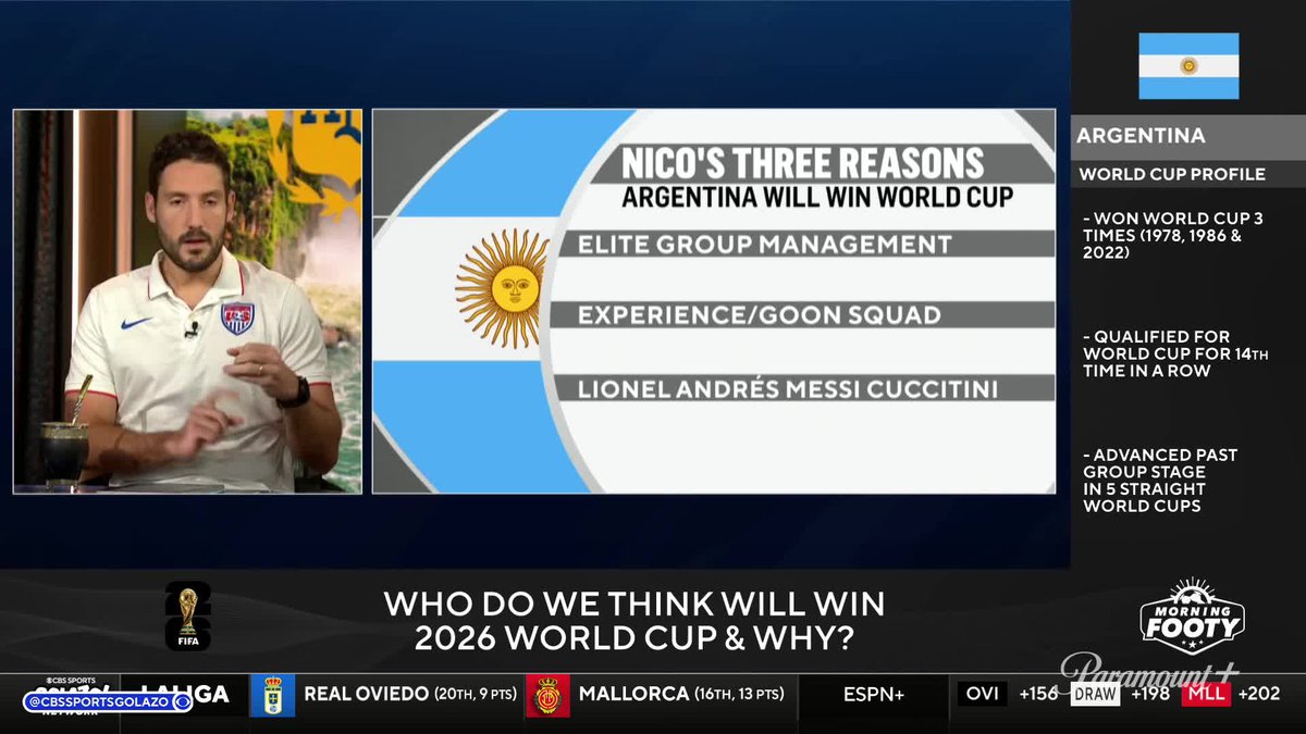 "This is the goon squad. You don't mess with Argentina." ๐ Nico Cantor makes his case for Argentina to defend their World Cup title in 2026 ๐ฆ๐ท