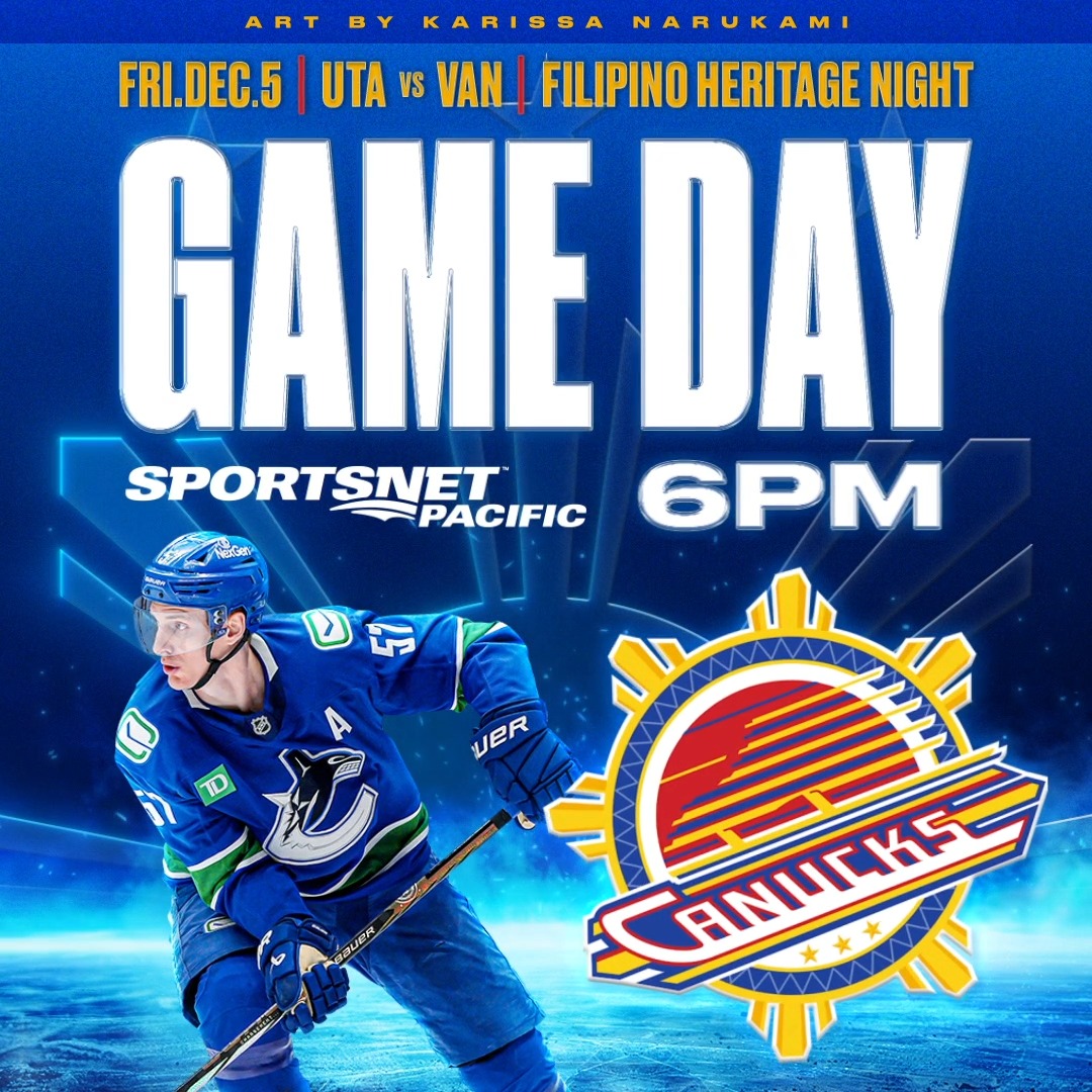 Tonight, we celebrate Filipino Heritage! 🇵🇭 🆚 Utah Mammoth ⏰ 6:00 PM PT 📍 Rogers Arena 📺 Sportsnet Pacific 📻 Sportsnet 650 BUY TICKETS |