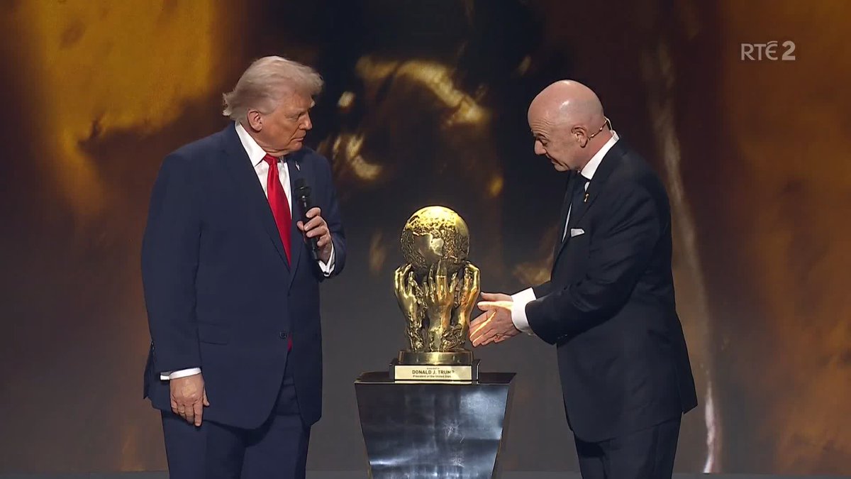 United States president Donald Trump was unsurprisingly given the first ever FIFA peace prize at the 2026 FIFA World Cup draw ceremony 📱 📺RTÉ2 and RTÉ Player