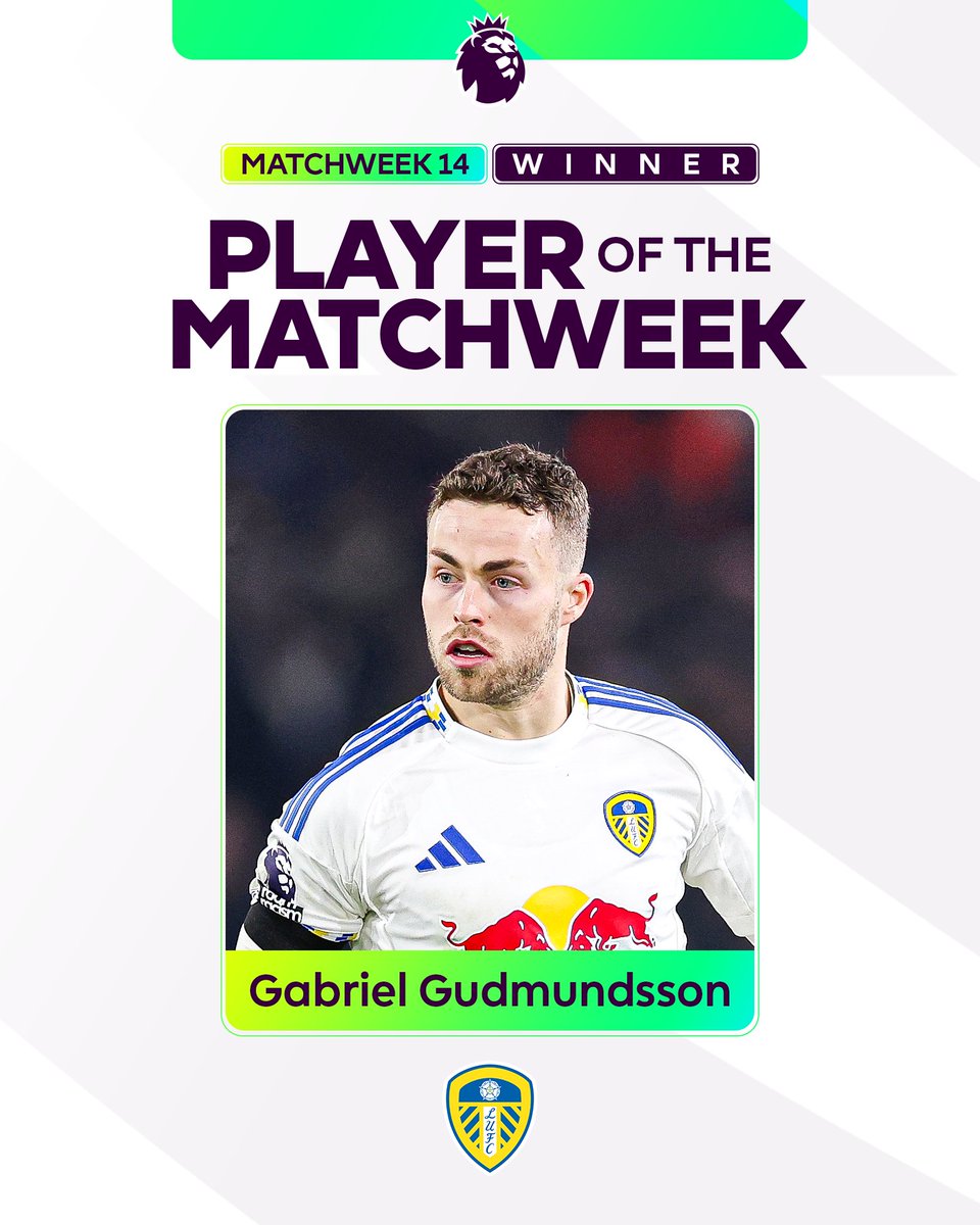 A commanding performance 💪 You voted Leeds United’s Gabriel Gudmundsson as Player of the Matchweek 👏 🔗