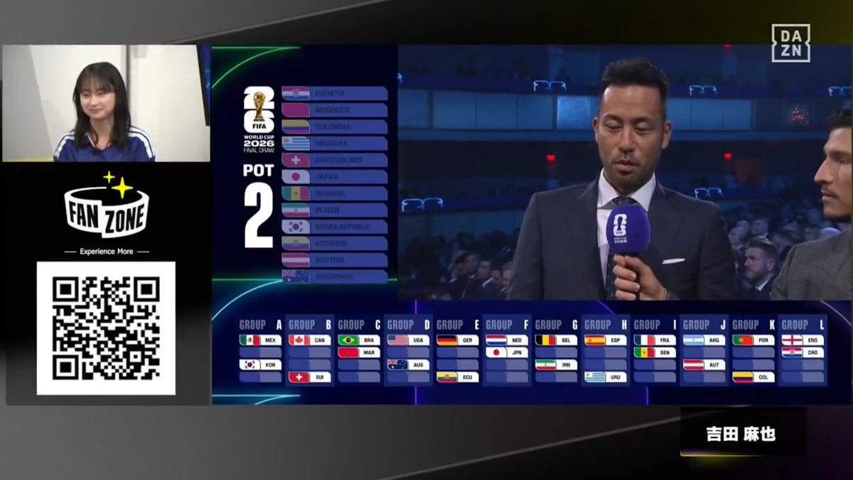 “世界のヨシダ”🇯🇵✨ 吉田麻也がW杯抽選会に登場🔥 🎥DAZN Japan