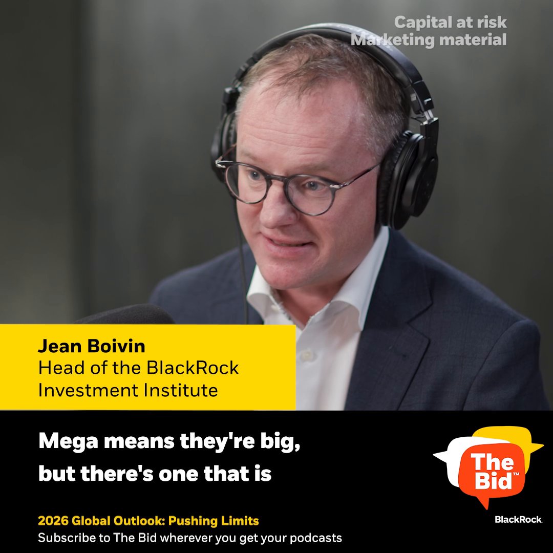 2025 saw #AI dominate and drive markets. In 2026, that momentum looks set to accelerate. On The Bid #podcast, Oscar Pulido and Jean Boivin break down BlackRock’s 2026 Global Outlook and the three themes shaping BII’s view for the year ahead. Hear how mega forces are transforming economies and where opportunities may emerge beyond AI, like in Japan, Europe, and emerging markets. 🎧 Listen: