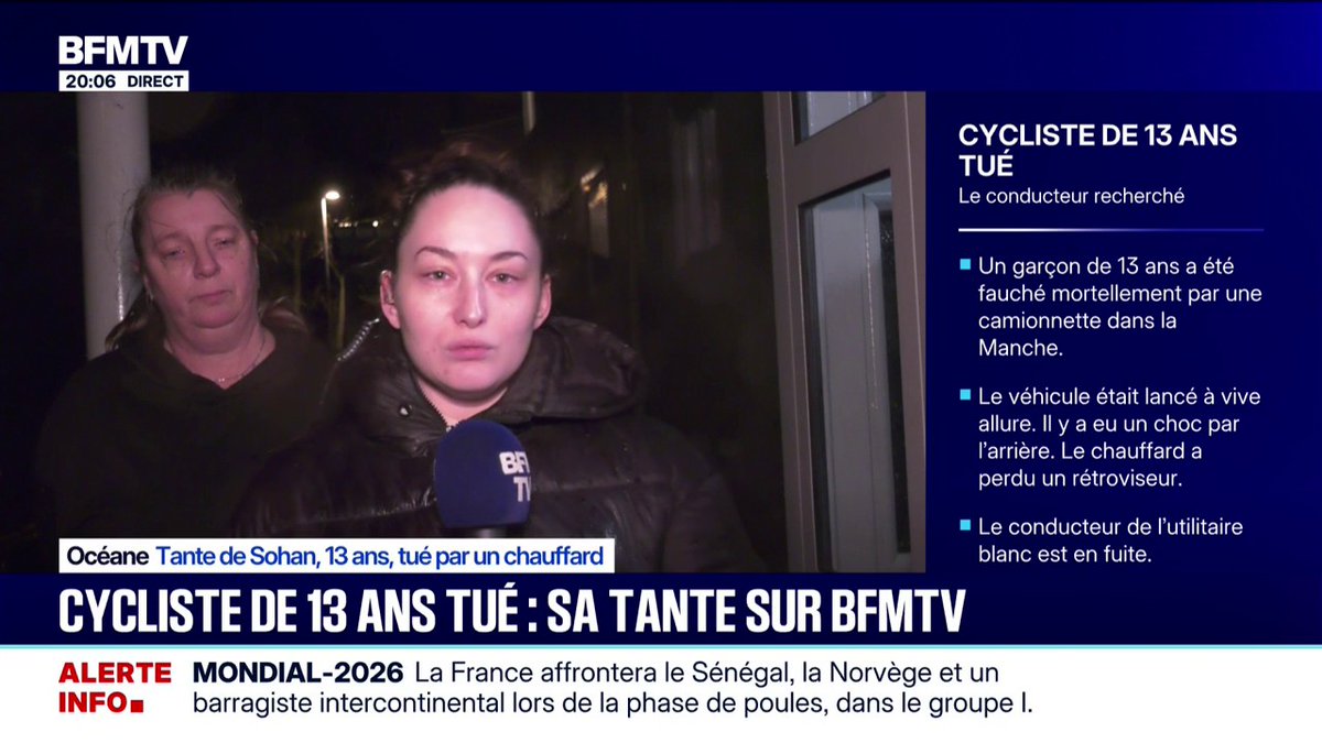 Cycliste de 13 ans tué : sa tante demande au responsable "d'avoir le courage de se rendre"