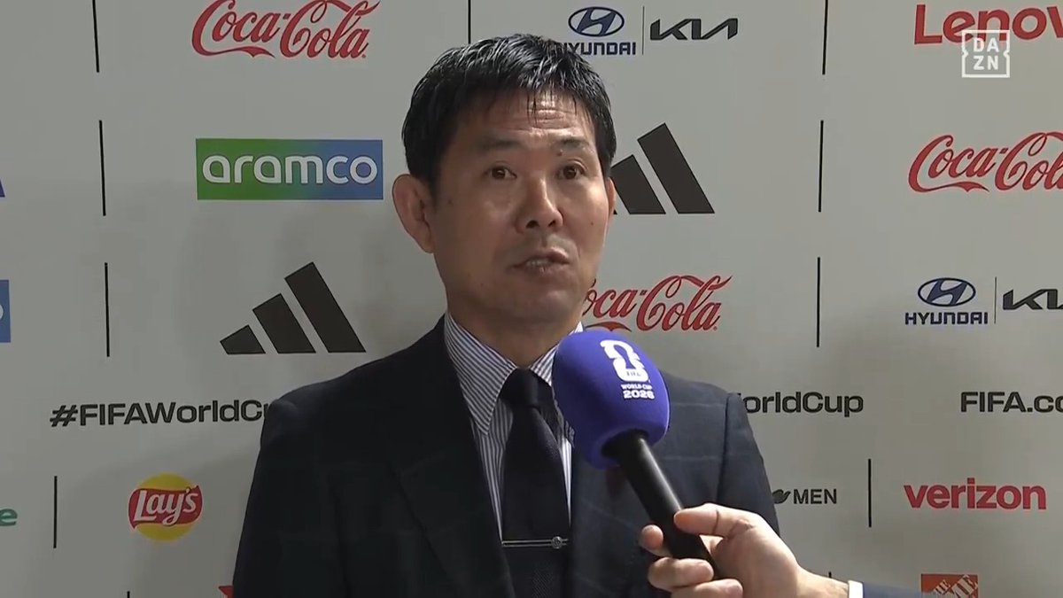 W杯抽選会後の森保監督👤🇯🇵 「非常に厳しいグループに入ったと思います」と語りながらも、思わず笑みがこぼれる 🎥DAZN Japan